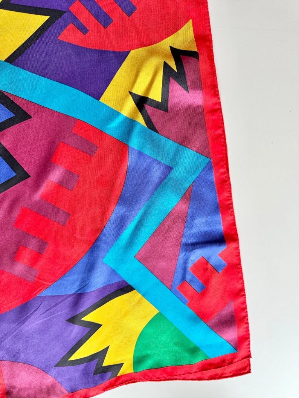 Vintage PERRY ELLIS Multicolor Graphic Silk Twill 64" x 16" Long Rectangle Scarf - Picture 6 of 13